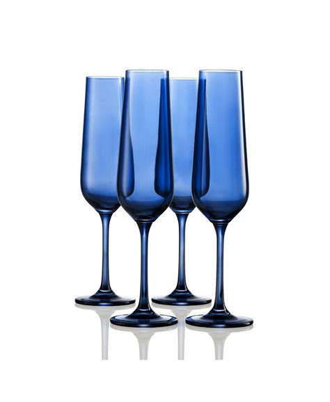 Sheer Blue Flute Set Of 4 Godinger