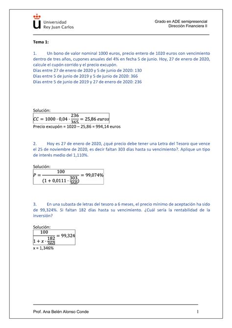 Ejercicios tema 1 ejerciios tema 1 Dirección Financiera II Tema 1