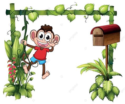 A Monkey With A Wooden Mailbox Box Monkey Mailbox Vector, Box, Monkey ...