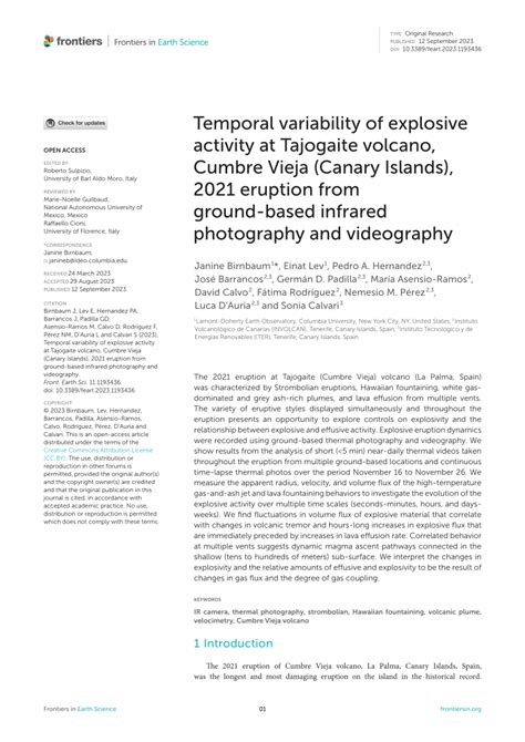 PDF Temporal Variability Of Explosive Activity At Tajogaite Volcano