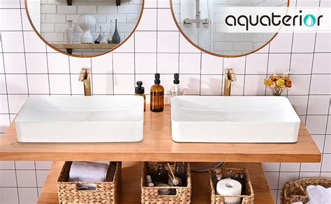 Aquaterior 2 Pack Rectangle Bathroom Vessel Sink With Pop Up Drain 23