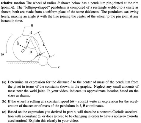 relative motion  wheel  radius  shown    pendulum pin