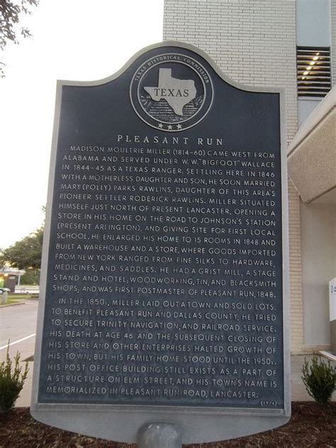 Pleasant Run, Lancaster, Texas Historical Marker | Texas history, Texas ...