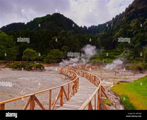 Fumarolas Da Lagoa Das Furnas Hot Springs Sao Miguel Island Azores