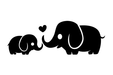 Baby Elephant With Mother Elephant Svg Cut File By Creative Fabrica