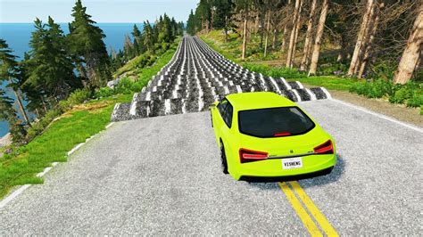 Cars Vs 100 Speedbumps 4 BeamNG Drive YouTube