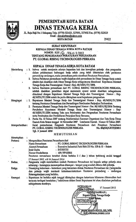 detail contoh peraturan perusahaan koleksi nomer