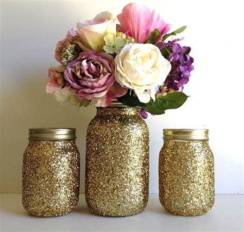 Golden Mason Jar Wedding Decorations Made This Adorable Ja Flickr