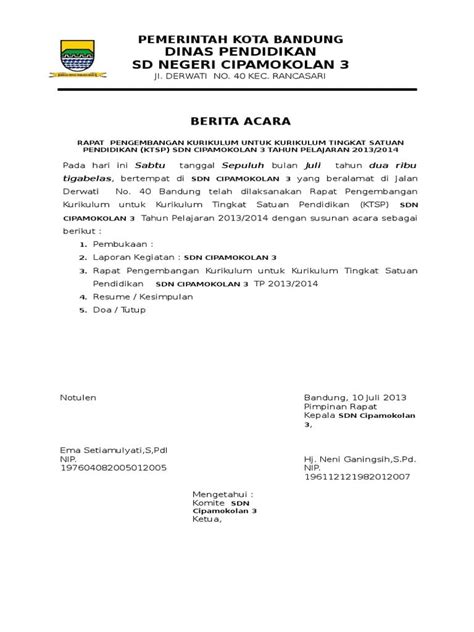 Contoh Berita Acara Workshop Pengembangan Kurikulum Gawe CV