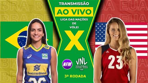 BRASIL 3x1 ESTADOS UNIDOS VNL VÔLEI FEMININO 3ª RODADA AO