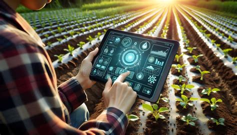 A Farmer Using a Tablet To Monitor and Control Various Aspects of Their ...