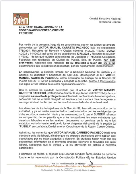 Suterm Nacional On Twitter Comunicado De Enero