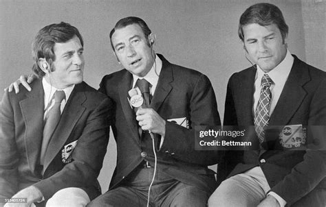 Don Meredith, Howard Cosell and Frank Gifford are shown in this photo ...