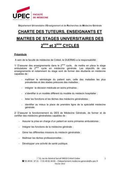 Charte Des Tuteurs Enseignants Et Maitres De