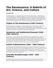 The Renaissance: Unveiling the Art, Science, and Culture of a | Course Hero