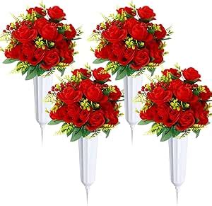 Amazon Tigeen 4 Sets Christmas Artificial Cemetery Flowers For