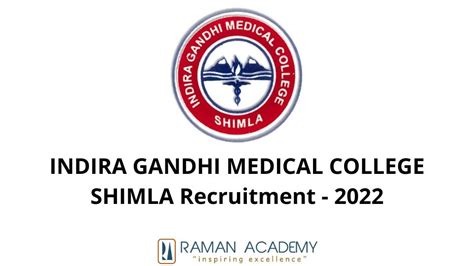 Indira Gandhi Medical College Shimla Recruitment - 2022 - Raman Academy