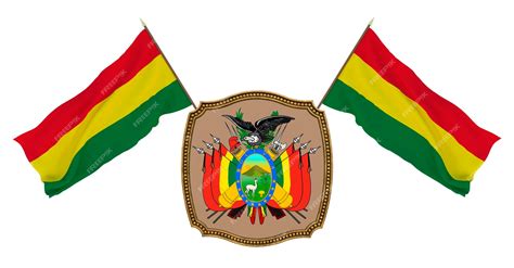 Premium Photo Flag And The Coat Of Arms Of Bolivia Background For