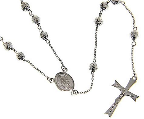 Collana Girocollo Rosario Lunga Con Medaglia Madonna Miracolosa E