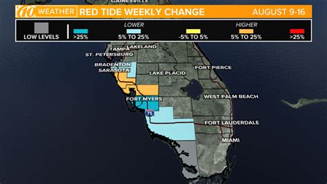 Fwc Releases New Red Tide Map Concentrations Decrease Slightly As Problem Moves North