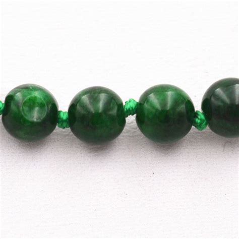 Mm Natural Noble Dark Green Jade Gemstone Round Beads Necklace Inch