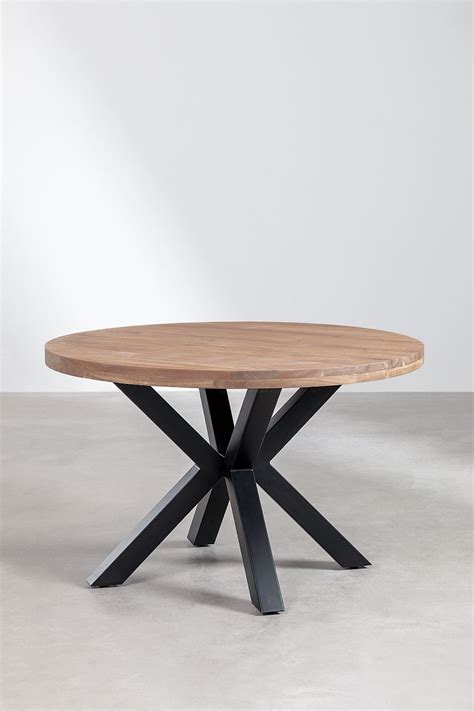 Table à Manger Ronde en Bois d Acacia Ø120 cm Gaiba SKLUM