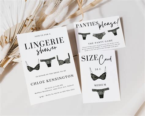 Lingerie Shower Invitation Modern Lingerie Shower Printable Etsy