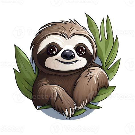 Cartoon Style Sloth Painting Drawing Illustration No Background Perfect ...