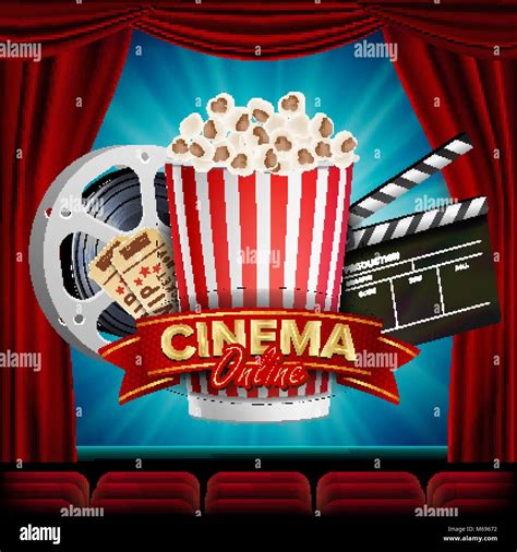 Online Cinema Banner Vector. Realistic. Film Industry Theme. Box Of ...