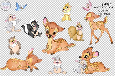 Bambi Clipart Bambi Png Watercolor Bambi Clipart Thumper Etsy Uk