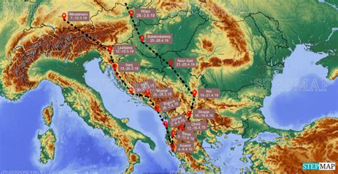 StepMap Balkanreise Landkarte für Südosteuropa