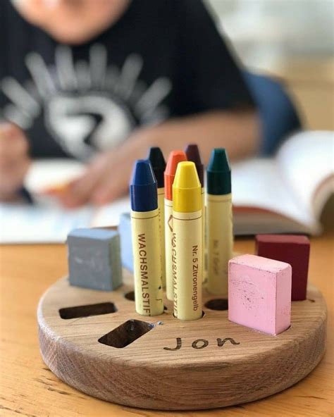 Waldorf Crayon Holder Stockmar Wooden T For Kids Wood Desk Etsy