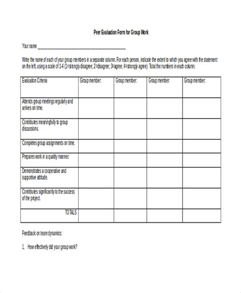 Free Sample Peer Evaluation Forms In Pdf Ms Word Excel Free Nude