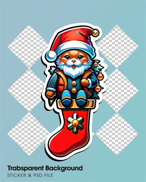 Premium PSD Merry Christmas Sticker With A Turned Edge On A