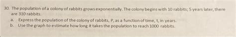 Solved The Population Of A Colony Of Rabbits Grows Chegg