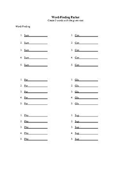 Word Finding Packet Adult And Adolescent By Laura Bitner Tpt