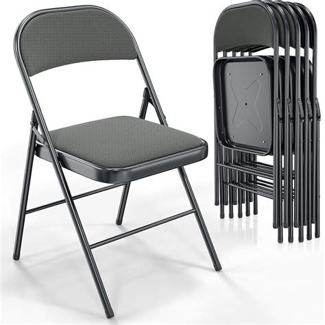 Amazon.com: VINGLI Folding Chairs with Padded Seats, Metal Frame with