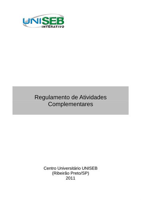 Pdf Regulamento De Atividades Complementares As Atividades