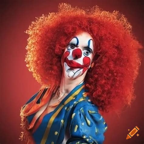 Clown Painting With A Big Red Nose And Colorful Hair On Craiyon