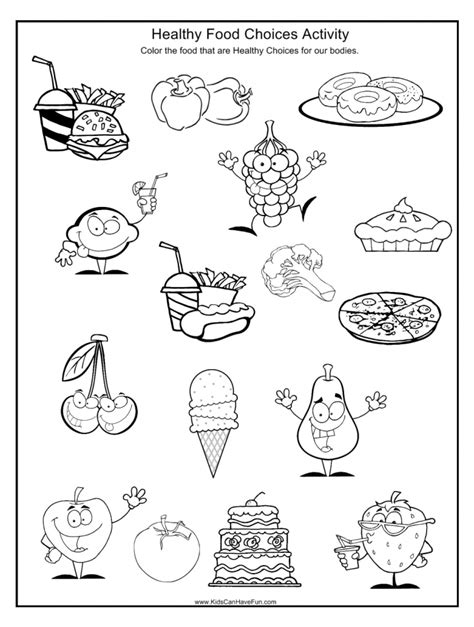 Healthy And Unhealthy Food Coloring Pages