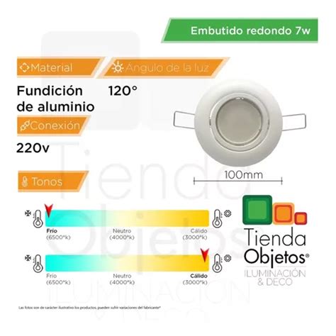 Spot De Embutir Lampara Dicroica Techo 7w Calido Frio Blanco En Venta