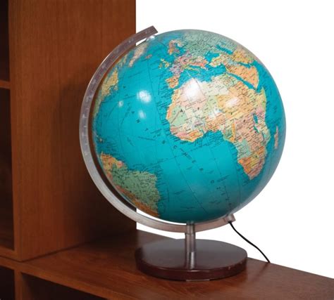 German Vintage Illuminated World Globe 20th Century Scandinavia