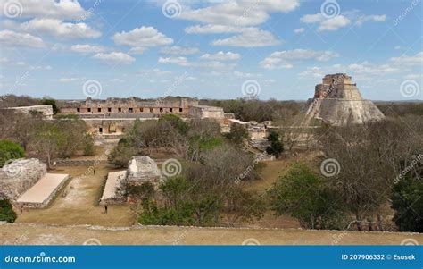 Mayan Pyramids In Uxmal Near Merida Yucatan Mexico Stock Photo Image