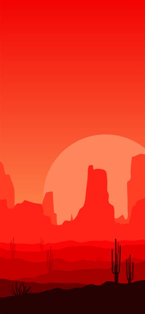 Minimalist Red Landscape iPhone Wallpaper