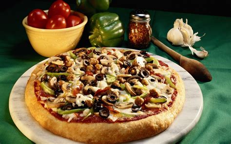 Fondos De Pantalla Pizza Vegetales Carnes Productos Horneados