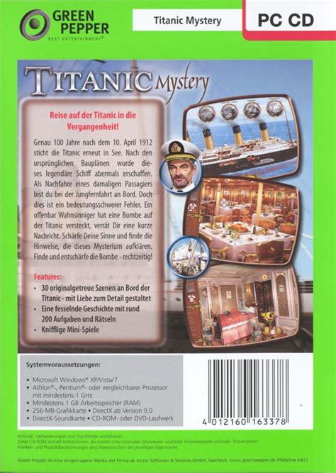 1912 Titanic Mystery Cover Or Packaging Material Mobygames