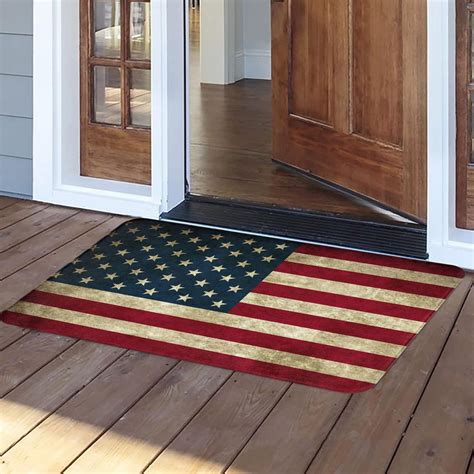 Holloyiver Th Of July Welcome Doormat Rustic Patriotic American Flag