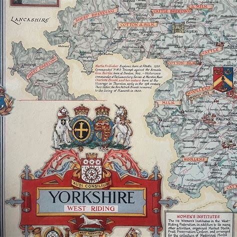 Vintage Framed Historical Map of Yorkshire - Accessories/Decoration