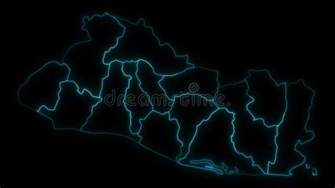 Animated Outline Map Of El Salvador With Departments In A Black