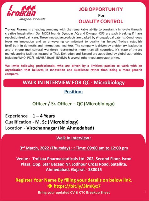 Troikaa Pharma Walk In Interview For Qc Microbiology On 3rd Mar 2022